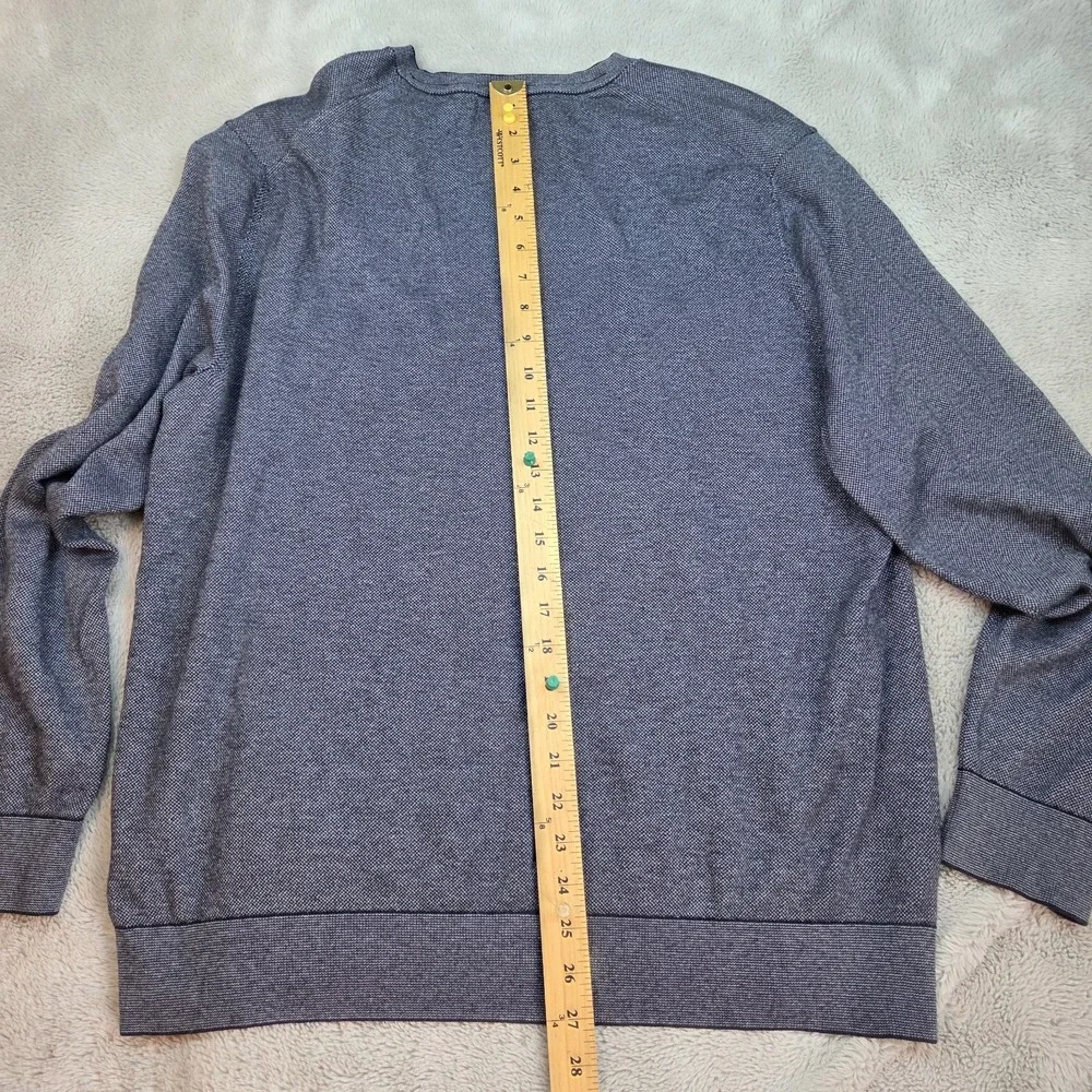 Banana Republic Silk‎ Cashmere Sweater Mens XL V-Neck Knit Pullover Blue Heather